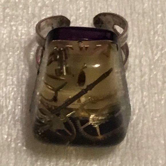 Vintage Lucite clear plastic steampunk fashion watch parts ring - Picture 2 of 16